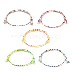 5Pcs Macrame Cotton Braided Cord Anklets Set, Friendship Adjustable Anklets for Women, Mixed Color, Inner Diameter: 2-1/4~3-1/2 inch(5.8~8.9cm)(AJEW-AN00486-02)
