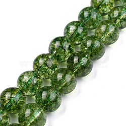 Natural Quartz Crystal Beads Strands, Round, Heated & Dyed, Olive, 12mm, Hole: 2mm, about 16pcs/strand, 7.5 inches(19.05cm)(G-C076-12mm-8-A)