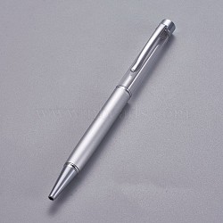 Creative Empty Tube Ballpoint Pens, with Black Ink Pen Refill Inside, for DIY Glitter Epoxy Resin Crystal Ballpoint Pen Herbarium Pen Making, Silver, Silver, 140x10mm(AJEW-L076-A38)