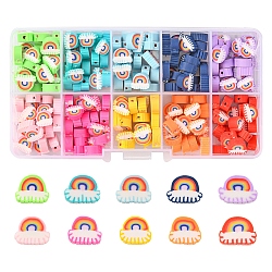 200Pcs 10 Colors Handmade Polymer Clay Beads, Rainbow, Mixed Color, 6~9x8~11x4mm, Hole: 1.6mm, 20pcs/color(CLAY-YW0001-67)