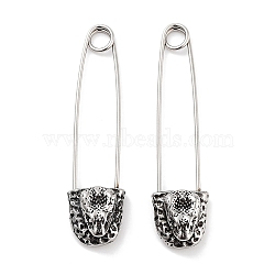 316 Surgical Stainless Steel Safety Pin Hoop Earrings for Women, Antique Silver, Snake, 42.5x6x10mm(EJEW-Z050-32B-AS)