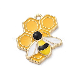 Alloy Enamel Pendants, Light Gold, Bees, 25x21x3mm, Hole: 1.8mm(ENAM-R001-01KCG-03)