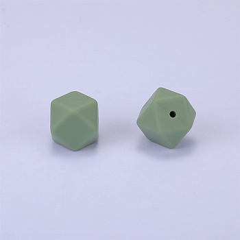 Hexagonal Silicone Beads, Chewing Beads For Teethers, DIY Nursing Necklaces Making, Medium Sea Green, 23x17.5x23mm, Hole: 2.5mm
