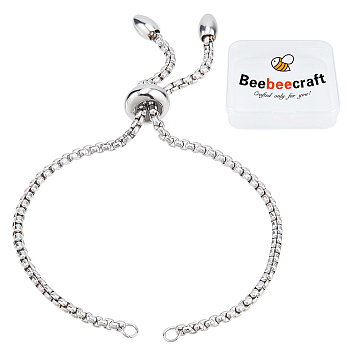 Beebeecraft 10Pcs Adjustable 304 Stainless Steel Slider Bracelets Making, Bolo Bracelets, Stainless Steel Color, Single Chain Length: about 11cm