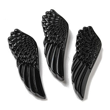 Natural Obsidian Pendants, Carved Wing Charms, 56~59x19~22x7~10.5mm, Hole: 1.3mm