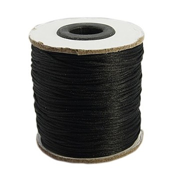Nylon Thread, Rattail Satin Cord, Nylon Jewelry Cord for Braided Jewelry Making, Round, Black, 1mm, about 100yards/roll(300 feet/roll)