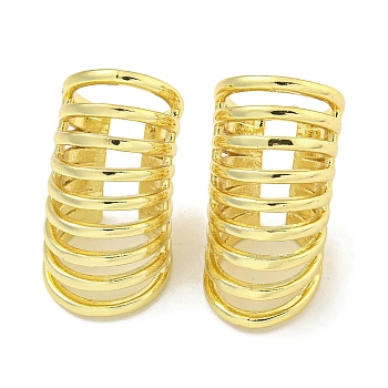 Brass Cuff Earrings, Real 18K Gold Plated, 15x29mm