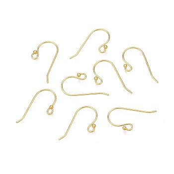 925 Sterling Silver Earring Hooks, Ear Wire, Real 24K Gold Plated, 10mm, Hole: 1.6mm, Pin: 0.6mm