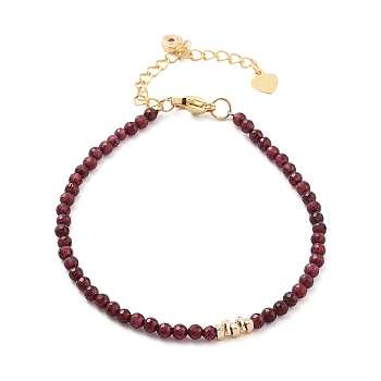 Mozambique Import Natural Garnet Round Beaded Bracelets for Women, 9-1/2 inch(240mm), 3mm