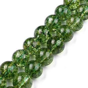 Natural Quartz Crystal Beads Strands, Round, Heated & Dyed, Olive, 12mm, Hole: 2mm, about 16pcs/strand, 7.5 inch(19.05cm)