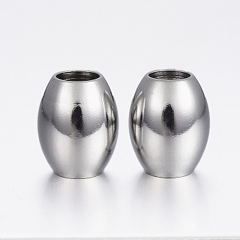 304 Stainless Steel Spacer Beads, Barrel, Stainless Steel Color, 10x8mm, Hole: 4mm