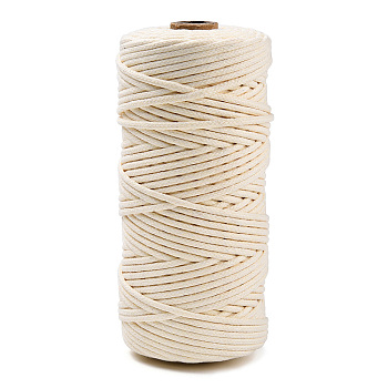 Cotton String Threads, Macrame Cord, Decorative String Threads, for DIY Crafts, Gift Wrapping and Jewelry Making, Light Yellow, 3mm, about 109.36 Yards(100m)/Roll.