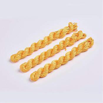 Nylon Thread, Nylon Jewelry Cord for Custom Woven Bracelets Making, Gold, 1mm, about 26.24 yards(24m)/bundle, 10bundles/bag, about 262.46 yards(240m)/bag