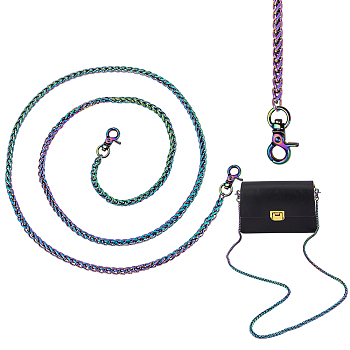 WADORN 1Pc Zinc Alloy Wheat Chain Bag Handle, with Swivel Clasp, Rainbow Color, 117.2x0.6cm