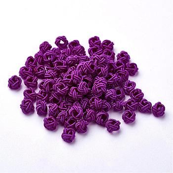 Polyester Weave Beads, Round, Dark Violet, 6x5mm, Hole: 4mm, about 200pcs/bag