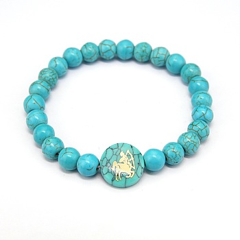 Minimalist European Style Constellation Synthetic Turquoise Beaded Stretch Bracelets for Women, Sagittarius