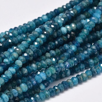Faceted Rondelle Natural Apatite Bead Strands, 4x3mm, Hole: 0.8mm, about 156pcs/strand, 15.5 inch