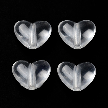 Transparent Acrylic Beads, Heart, White, 11x14x6mm, Hole: 2mm, about 833pcs/500g