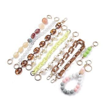 Bag Strap, with Resin, Wood, Acrylic, Gemstone, for Bag Replacement Accessories, Mixed Color, 13.5~47x1.55~2.7x1.55~2.6cm, Hole: 24.5mm