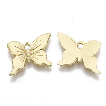 Alloy Pendants, Butterfly, Light Gold, 15x18x2mm, Hole: 1.6mm