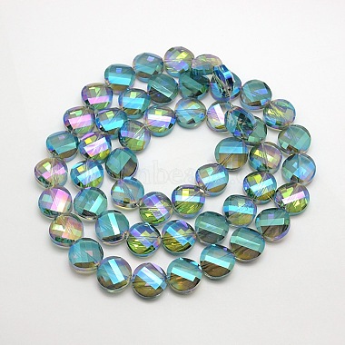 Galvanisieren Kristallglas flache runde Perlen Stränge(EGLA-F062-M)-2