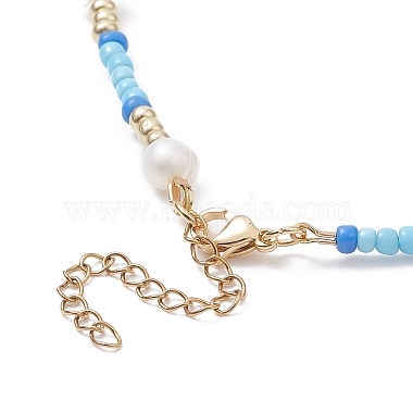 Acrylic Imitation Pearl & Glass Seed Beaded Necklace for Women(NJEW-JN04278)-5