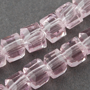 6mm PearlPink Cube Glass Beads