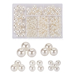 497Pcs 5 Style Imitation Pearl Acrylic Beads, Dyed, Round, Creamy White, 4~12x3.5~11.5mm, Hole: 1~2.7mm(OACR-YW0001-08)
