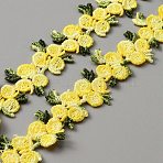Polyester Ribbon for Jewelry Making, Garment Accessories, Cherry Pattern, Yellow, 7/8 inch(22~23mm)(OCOR-WH0066-76A)