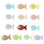 13Pcs 13 Colors Zinc Alloy Beads, with Enmael, Fish, Mixed Color, 15x9x6mm, Hole: 1.6mm, 1pc/color(FIND-CJ0003-22)