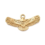 304 Stainless Steel Pendants, Eagle, Ion Plating(IP), Golden, 12.5x25.5x2mm, Hole: 1.6mm(STAS-P217-06G)