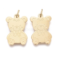 Ion Plating(IP) 304 Stainless Steel Pendants, with Jump Ring, Laser Cut, Bear, Golden, 16x10.5x0.8mm, Jump Ring: 4x0.6mm, 2.8mm Inner Diameter(STAS-H100-36G)