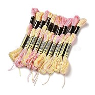 10 Skeins 6-Ply Polyester Embroidery Floss, Cross Stitch Threads, Segment Dyed, Champagne Yellow, 0.5mm, about 8.75 Yards(8m)/skein(OCOR-K006-A50)