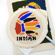 Indian Punch Embroidery Supplies Kit, including Instruction, Solid Wood Embroidered Frame, Plastic Needle, Fabric and 7 Colors Threads, Mixed Color, 16~235x1.3~235x1~9mm(DIY-H155-04)