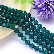 Faceted Round Imitation Austrian Crystal Bead Strands, Grade AAA, Teal, 10mm, Hole: 0.9~1mm, about 40pcs/strand, 15.7 inch(G-M182-10mm-24A)