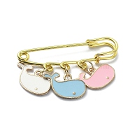 Whale Alloy Enamel Charms Safety Pin Brooch, Golden Iron Kilt Pin for Waist Pants Tightener Women, Colorful, 30.5mm(JEWB-BR00132)