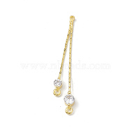 Brass Coreana Chains Tassel Pendants, with Crystal Rhinestone Charms, Golden, 41x5.5x3mm, Hole: 1mm and 1.2mm(KK-P227-08G)