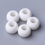 Opaque Acrylic European Beads, Large Hole Beads, Frosted, Rondelle, White, 10x8mm, Hole: 4.5mm, about 1320pcs/500g(SACR-T343-11)