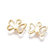 304 Stainless Steel Charms, Cut-Out, Butterfly, Golden, 9x10x1mm, Hole: 1.2~1.4mm(X-STAS-F159-34G)