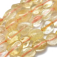 Natural Citrine Bedas, Tumbled Stone, Nuggets, Dyed & Heated, 8~9x5~6x4mm, Hole: 0.8mm, about 52pcs/Strand, 15.75 inch(40cm)(G-O186-A-01)