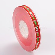 Christmas Theme Polyester Ribbons, Red, 3/8 inch(9mm), about 100yards/roll(91.44m/roll)(SRIB-L031-009-01)
