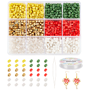 Nbeads DIY Thanksgiving Day Bracelet Making Kit, Including Glass Seed Cube Beads, Big Eye Beading Needles, Elastic Thread, Mixed Color, Beads: 2264Pcs/set(DIY-NB0008-75)