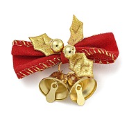 Cloth & Iron Christmas Bowknot Bell Hanging Ornaments , for Christmas Tree and Holiday Party Decoration, Red, 40x50x14.5mm(HJEW-S004-01C)