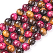Natural Rose Tiger Eye and Yellow Tiger Eye Beads Strands, Round, Mixed Color, 8mm, Hole: 1mm(X-G-G101-8mm-1)