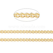 Brass Twisted Chains, Curb Chains, Diamond Cut, Soldered, Faceted, with Spool, Cadmium Free & Nickel Free & Lead Free, Matte Gold Color, 1.5x1x0.35mm, about 301.83 Feet(92m)/roll(CHC-S109-MG-NR)