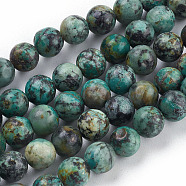 Natural African Turquoise(Jasper) Beads Strands, Round, 8mm, Hole: 1mm, about 49pcs/strand, 15.5 inch(TURQ-G037-8mm)