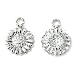 304 Stainless Steel Charms, Flower Charms, Stainless Steel Color, 9.5x7x1.2mm, Hole: 1.5mm(STAS-L269-070P)