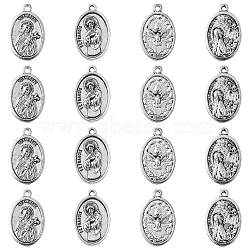 20Pcs 4 Style Tibetan Style Alloy Pendants, ST. FRANCIS OF ASSISI MEDAL, Oval, Cadmium Free & Lead Free, Antique Silver, 25~25.5x15.5~16x2~2.5mm, Hole: 1.5mm, 5pcs/Style(TIBEP-CJ0001-20)