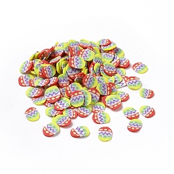 Handmade Polymer Clay Cabochons, Egg, Colorful, 5.5~7x4.5~5x0.5mm, about 200000pcs/1000g(CLAY-A002-11)