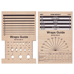 1 Set Rectangle Wooden Wooden Knitting Needle Gauge & Yarn Wrap Guide Board, Wheat, 150x100x5mm, 2pcs/set(DIY-BC0006-96)